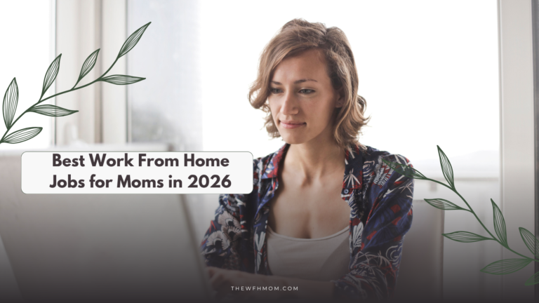 Mom working from home on a laptop